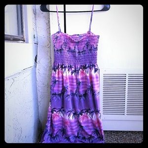 Women's tropical sunset tube top maxi dress